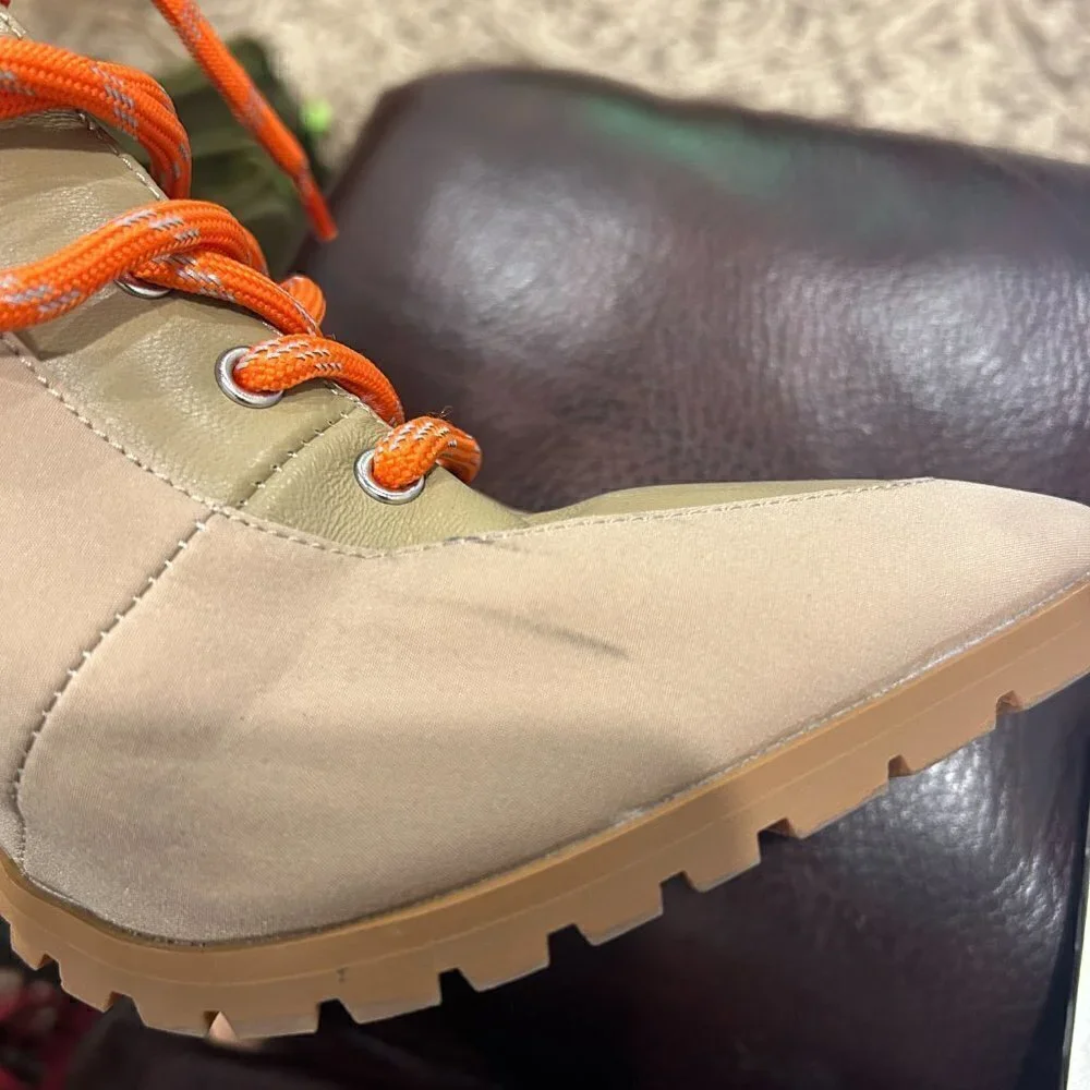 Steve Madden Tan Karey Leather Pointed Toe Lace-up Boots Size 8 - Picture 10 of 10